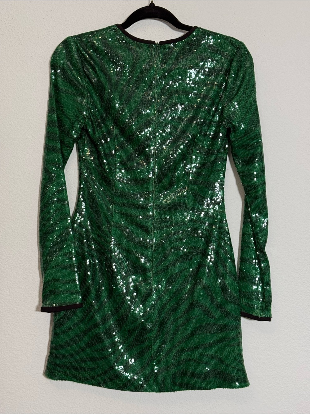 The Wolf Gang Brillo Sequin Mini Dress Emerald Green Party NYE Coquette Clubwear View 4